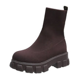 Shoes Woman Boots Sock Boots Women's Thick-soled Short Tube Breathable Plus Size 43 Boots Platform Booties