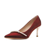 Adult High Heels 2025 New Niche Bridesmaids Shoes Pearl Fine And Brides Wedding