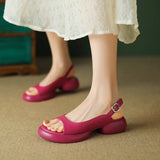 Summer High Heel Sandals Women's Peep-toe shoe Luxury Buckle Casual Thick Heel