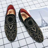 Leather Shoes Trendy Gentleman Breathable Casual Shoes Walking Loafers Fashion Male Daily Luxury Rhinestone