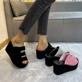 Breakj Slippers Women's 2023 Korean Version Of Spring And Summer Large Code Magic Stick Thick Bottom Slope And Cold Drag Frosted High With Ladies