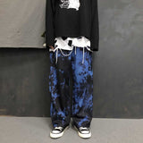 Elastic Waistband Loose Harem Embroidery Tie Dye Contrast Jogger Pant Women Man Streetwear Korean Harajuku Punk Hip