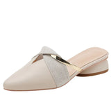Breakj Half Slippers Women's Summer Wear 2025 Summer New Shoes Pointed Flat Bottom Muller Cool Slippers Half-To-Single