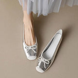 Silver Ballerinas Woman Bowtie Flats Mixed Colors Shoes Ladies Patchwork Loafers Slip On Comfy Mocasines Brides Dance