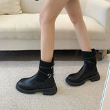 Breakj 2025 New Martin Boots Women's Large Elastic Boots English Wind Thick Background Comfortable Thin Skin