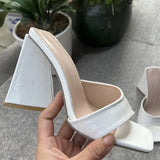 Women's Shoes New High-heeled Sandals Cover Feet European and American Fashion Sexy Square Head Snake Print