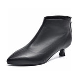 Women's Boots 2023 Autumn And Winter New Low-Heel Foreign Style Small Bare Boots Thin Heel Cowhide Rear Zipper With Short