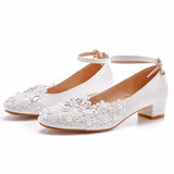 Breakj 3 Cm Square-To-Head Single-Shoe With Single Shoe Spring And Autumn Lace Bridal Shoes For Pregnant Women's Wedding