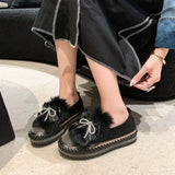 Ladies' Casual Shoes, Fashion, Low-Top Shoes, New Style Muffin Soles, Foot Covers, Hairy Single Shoes In Spring