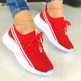 Women's Knitted Mesh Sneakers Fashion Soft Bottom Breathable Outdoor Leisure Walking Shoes Summer Women Vulcanized