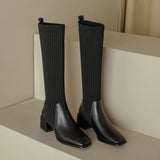 Breakj Knitted Wool Elastic Lean Long Boots Woman But Knee-High Thick And Socks Boots Spring And Autumn