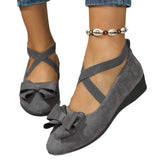 Breakj 2025 New Velvet Bow Cross-Tight With Slope And Large Size Single Shoe
