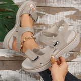 Breakj Asia Large-Size Magic Sticker Sports Wind Thick-Soled Sandals Women One Word Toe Beach Cool Drag