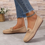 Breakj Casual Single-Shoe Lef Shoes Light-Mouthed Bean Shoes Women's 2025 New Fashion Metal Chain Large-Size Mother