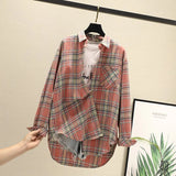 Blouses Shirts Tunic Womens Tops 2020 Long Sleeve Clothing Button Up Down Plaid New Fashion Autumn Turn-down Collar