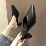 Breakj Summer New Korean Version Of Pointed Head Half Drag Pointed Head Thick Heel Slippers High Heels Women's
