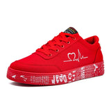 Canvas Sneakers 2021 Flat Sport Shoes Woman Men Unisex heart Design Ladies Red Casual Vulcanized Shoe Tennis Size