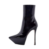 Furtado 2022 spring autumn Women's shoes mid calf Boots Pointed Toe Heels platform extreme heels rose red Boots 41 42