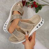 New Summer Ladies' Thick-Soled Slippers Water Drill With Air Cushion Slope Heel Large Size