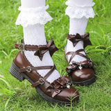 shoes harajuku shoes kawaii heels fashion personality sweet bow tie cosplay low heel women shoes high heels black
