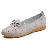 Shoes Butterfly Knot Flat Slip On White Gray Black Hollow Out Breathable Tassel Female Footwear Party Dress Bullet