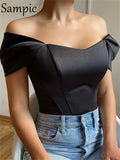 Y2K Satin Elegant Corset Tops 2022 Summer Spring Sexy Casual Club Skinny Crop Tops Women Fashion Blue Tube Tank