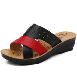 sandals women shoes summer middle-aged mother in the elderly with a soft bottom flat lady antiskid slippers