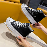 Women Platform Canvas Shoes Canvas Fashion Skateboarding Shoes Women's Sneakers 2022 Women Lace-Up Canvas Classic Couple