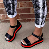 Women Mixed Colors Sandals Female Casual Flat Platform Ladies Fashion Buckle Shoes Woman Comfortable Footwear Plus