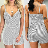 Jumpsuit Summer Women Playsuit Sleeveless Striped Jumpsuit Elegant Rompers Casual Shorts Jumpsuits Ladies Playsuit