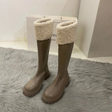 Breakj Brown Long-Heeled Knight Boots Women's Shoes 2025 New Autumn And Winter Plus Velveled Winter Shoes Snow