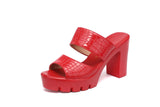 Sandals And Slippers Women's Summer 2023 New Waterproof Table Thick Soles Thick Heel Slippers Large Size Lacquered Leather