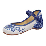 Breakj Style Embroidered Cloth Shoes Low Heel Plate Buckle Women's Single Shoes Dance Shoes Beef Tendon Sole Cloth