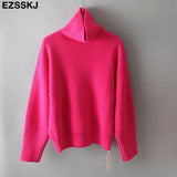 Women's Sweater Autumn Winter Warm Turtlenecks Casual Loose Oversized Lady Sweaters Knitted Pullover Top Pull