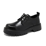 Breakj Leather Shoes Men's Platform Height Retro Single Shoes 45 Men's Plus Size Business Round Leather Shoes
