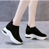 Women Sneakers Breathable Female Knitted Shoes Thick Bottom Walking Shoes Soft Comfortable Spring Air Cushion Summer Casual