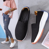 Mesh Knitting Sneakers Breathable Women Loafers Ladies Elastic Band Female Casual Slip On Comfortable Shoes Plus