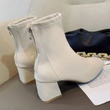 Breakj Boots 2023 New Female Boots Winter Head Behind The Zipper Short Boots Women's Coarse And Middle Boots