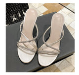 New High Heels, Medium Heels, Round Head Slippers, Zigzag Water Drill, Cool Drags For Girls To Wear In