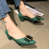 Ladies High Heels Women Jelly Shoes Trend Square Buckle 2020 Summer Pointed Toe Set Black Woman Shoes