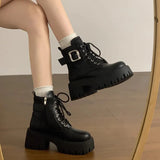 Breakj Boots Women's Thick Background Increased In 2025 New Autumn And Winter Retro Locomotive Boots Small Thick And Short