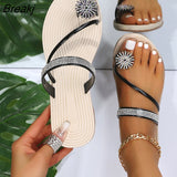Sandals Rhinestones Ladies Flat Beach Shoes Fashion Open Toe Casual Non Slip Comfortable Female New Hot Summer Roman