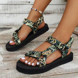 Breakj Summer New Thick-Soled Cloth National Wind Women's Shoes Fish Mouth Color Magic Stick Beach
