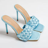Women Sexy Super High Heel 11cm Weave Design Summer External Wear Large Size 42 Luxury Prom Lady Pumps Woman