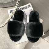 Fur Slippers 2024 New Fashion Chain Design Women Home Slippers Winter Indoor Open Toe Flat Non-slip Leisure Female