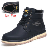 2022 Newest Autumn Winter Ankle Warm Boots Quality PU Leather Men Casual Working Shoes Vintage Style Lace Up Men
