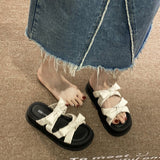 Breakj Summer New Fashion Korean Version Bow Knot Sweet And Lovely Thick Bottom Outside Wear Cool Slippers Women's Shoes Hot