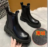 Autumn Winter Chelsea Boots Women Platform Brown Black Beige White Ankle Boots For Women Fur Short Chunky Punk Gothic