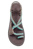 Size Rope Knot Sandals Summer Flip Flops Casual Women's Shoes Flat Rome Sandals Women Comfort Strappy Beach