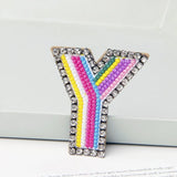Jewelry 26 English DIY Name Letters Alphabet Rainbow Embroidery with Pin Ouch Beeding Womens Brooches Patches